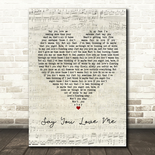 Jessie Ware Say You Love Me Script Heart Song Lyric Music Print