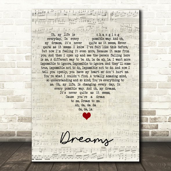 The Cranberries Dreams Script Heart Song Lyric Music Print