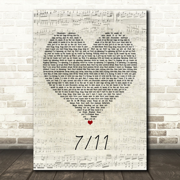 Beyonce Knowles 7 11 Script Heart Song Lyric Music Print