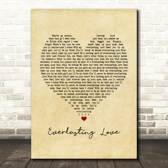 Love Affair Everlasting Love Vintage Heart Song Lyric Music Print