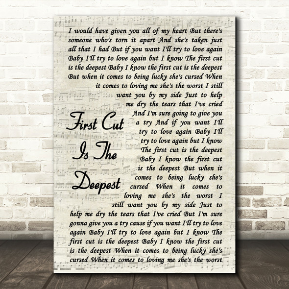 Rod Stewart The First Cut Is The Deepest Vintage Script Song Lyric Music Print