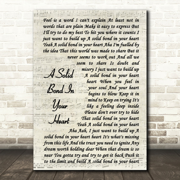 The Style Council A Solid Bond In Your Heart Vintage Script Song Lyric Music Print