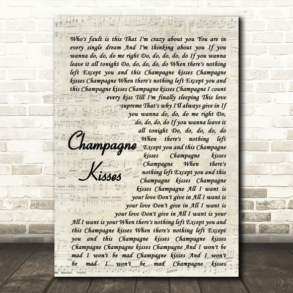 Jessie Ware Champagne Kisses Vintage Script Song Lyric Music Print