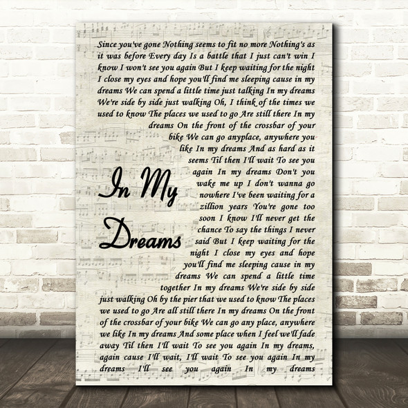 James Morrison In My Dreams Vintage Script Song Lyric Music Print