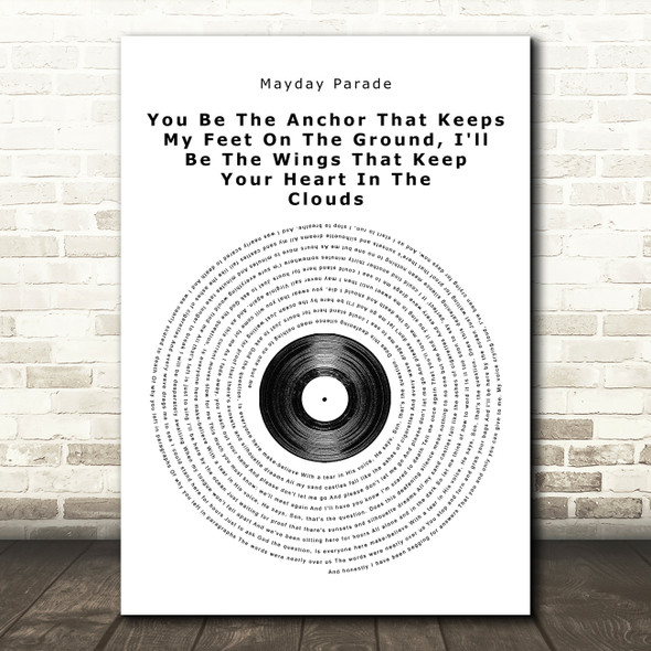Mayday Parade You Be The Anchor That Keeps My Feet On The Ground Vinyl Record Song Lyric Music Print