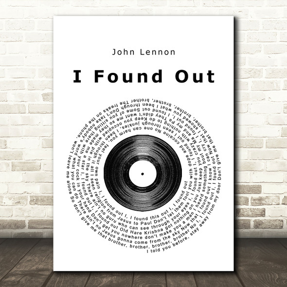 John Lennon I Found Out Vinyl Record Song Lyric Music Print