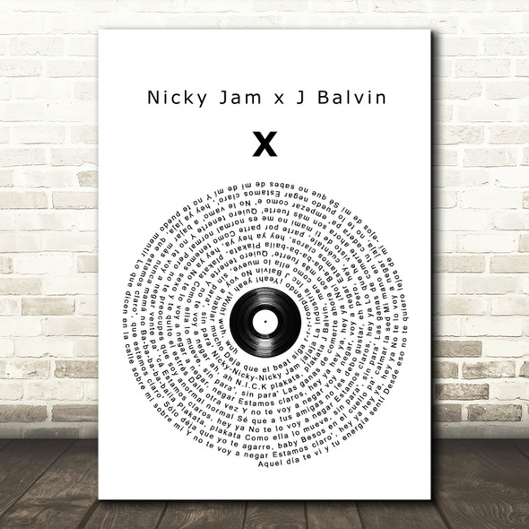 Nicky Jam x J Balvin X Vinyl Record Song Lyric Music Print