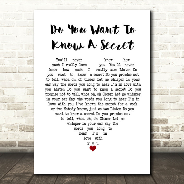 The Beatles Do You Want To Know A Secret White Heart Song Lyric Music Print