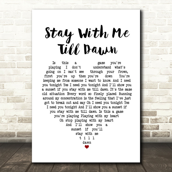 Judie Tzuke Stay With Me Till Dawn White Heart Song Lyric Music Print