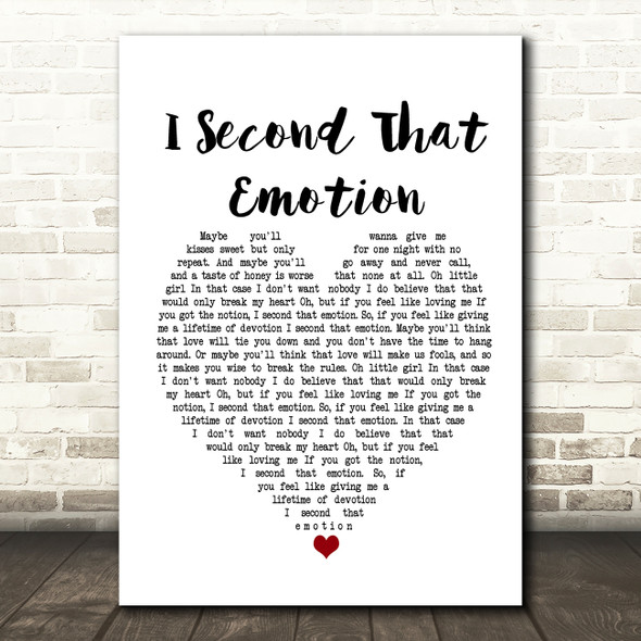 Japan I Second That Emotion White Heart Song Lyric Music Print