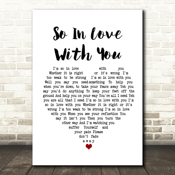 Texas So In Love With You White Heart Song Lyric Music Print