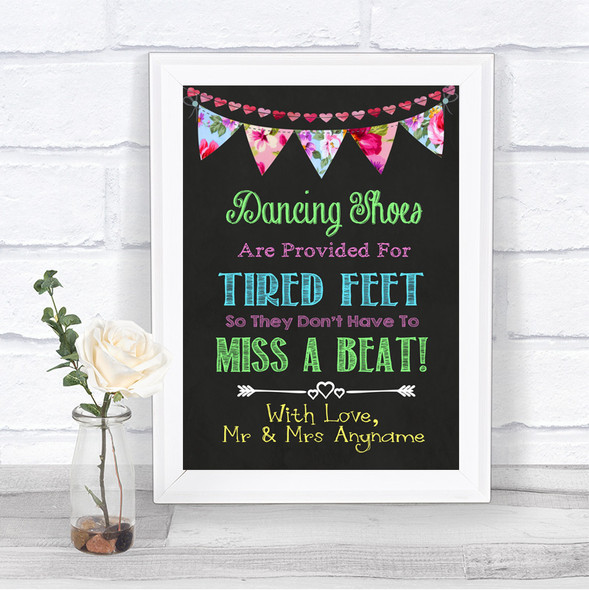 Bright Bunting Chalk Dancing Shoes Flip-Flop Tired Feet Wedding Sign