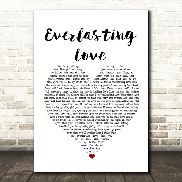 Love Affair Everlasting Love White Heart Song Lyric Music Print