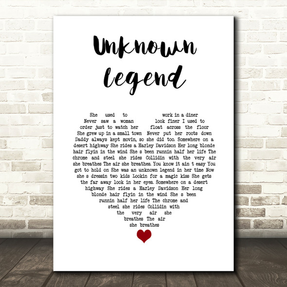 Neil Young Unknown Legend White Heart Song Lyric Music Print