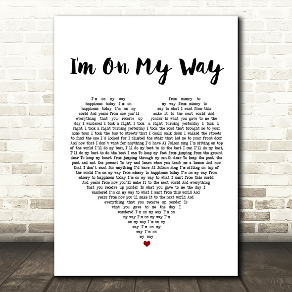 The Proclaimers I'm On My Way White Heart Song Lyric Music Print