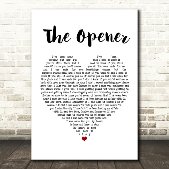 The Courteeners The Opener White Heart Song Lyric Music Print