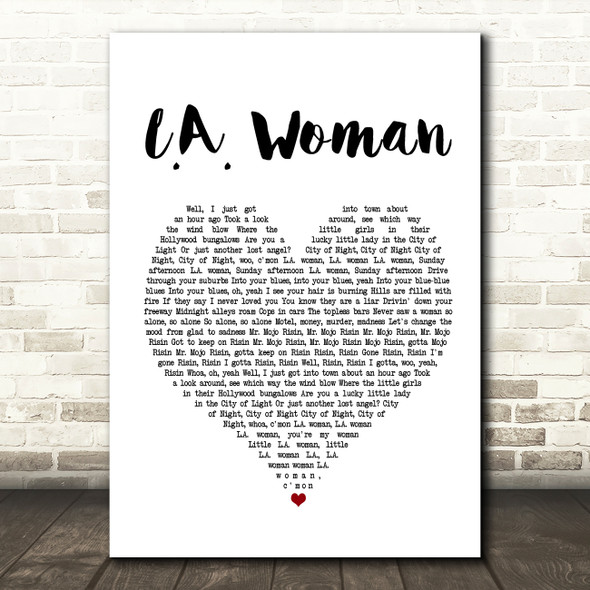 The Doors L.A. Woman White Heart Song Lyric Music Print
