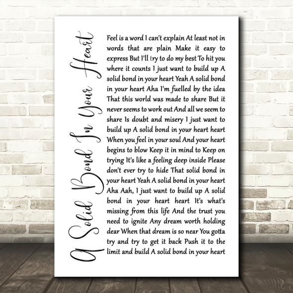 The Style Council A Solid Bond In Your Heart White Script Song Lyric Music Print