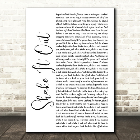 Florence + The Machine Shake It Out White Script Song Lyric Music Print