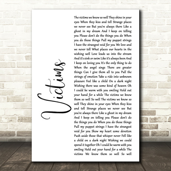 Culture Club Victims White Script Song Lyric Music Print