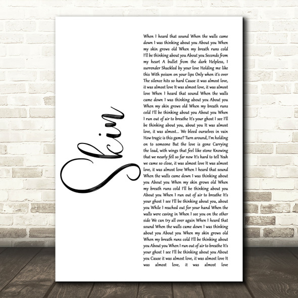 Rag'n'Bone Man Skin White Script Song Lyric Music Print