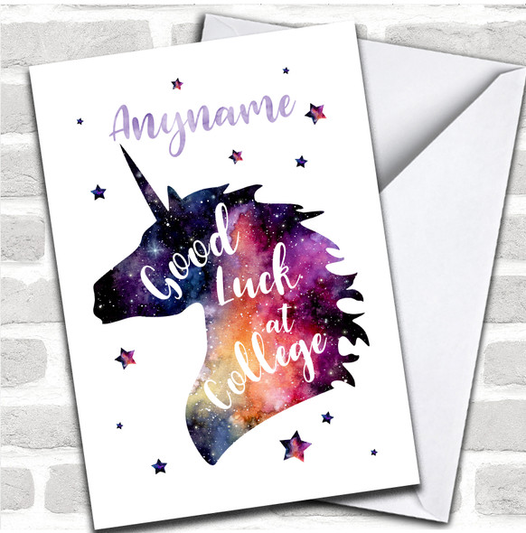 Unicorn Head Good Luck College Good Luck Personalized Card