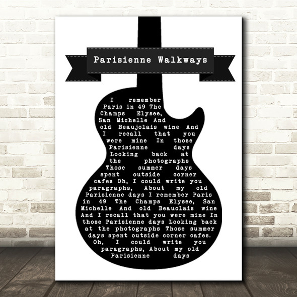 Gary Moore Parisienne Walkways Black & White Guitar Song Lyric Music Print