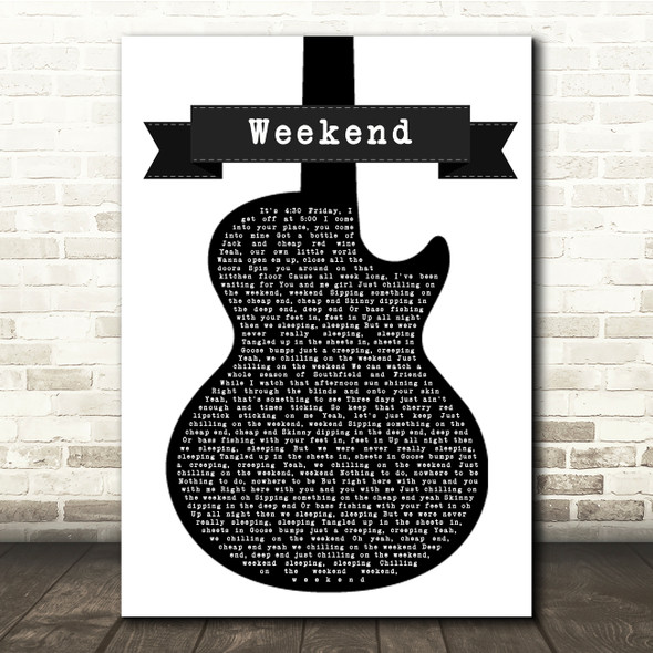 Kane Brown Weekend Black & White Guitar Song Lyric Music Print