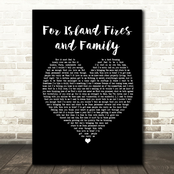 Dermot Kennedy For Island Fires and Family Black Heart Song Lyric Music Print