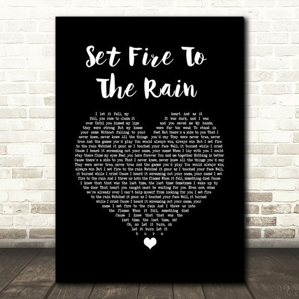 Adele Set Fire To The Rain Black Heart Song Lyric Music Print