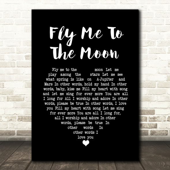 Frank Sinatra Fly Me To The Moon Black Heart Song Lyric Music Print