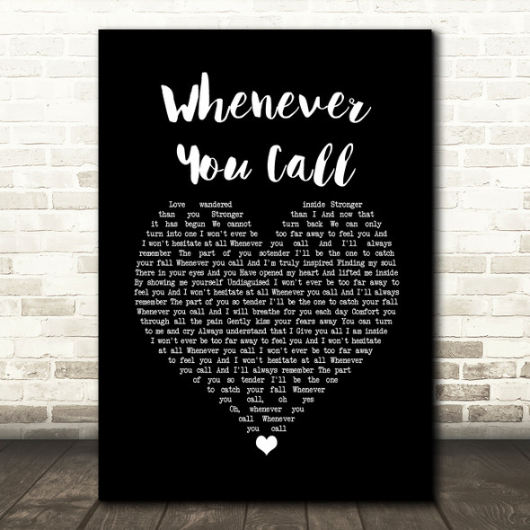 Mariah Carey Whenever You Call Black Heart Song Lyric Music Print