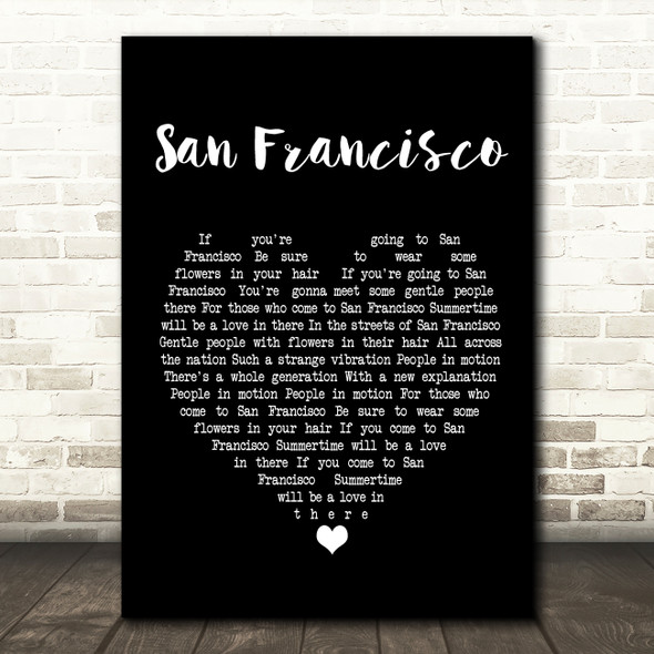 Scott McKenzie San Francisco Black Heart Song Lyric Music Print