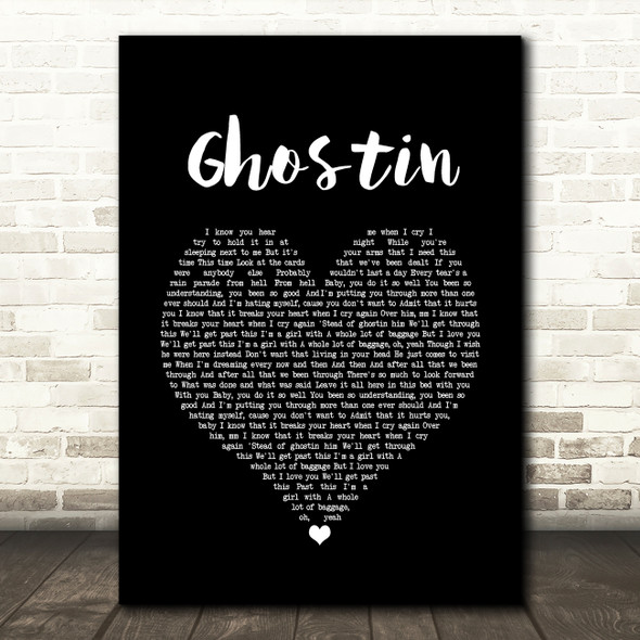 Ariana Grande ghostin Black Heart Song Lyric Music Print