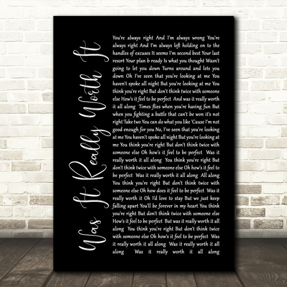 The Sherlocks Was It Really Worth It Black Script Song Lyric Music Print