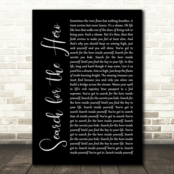 M People Search for the Hero Black Script Song Lyric Music Print