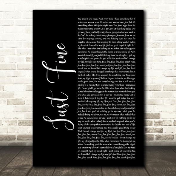 Mary J Blige Just Fine Black Script Song Lyric Music Print