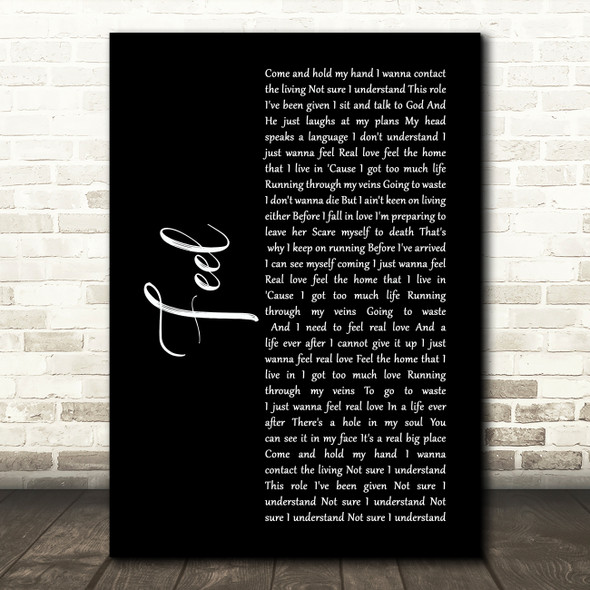 Robbie Williams Feel Black Script Song Lyric Music Print