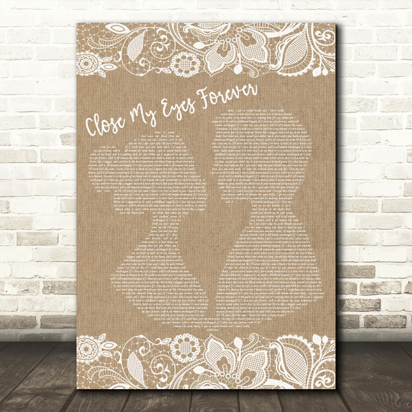 Valen - Ozzy Osbourne and Lita Ford Close my eyes forever Burlap & Lace Lyric Music Print