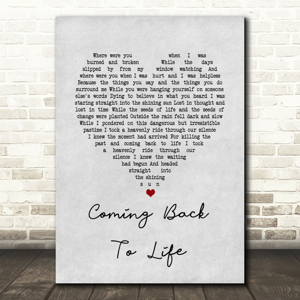 Pink Floyd Coming Back To Life Grey Heart Song Lyric Music Print
