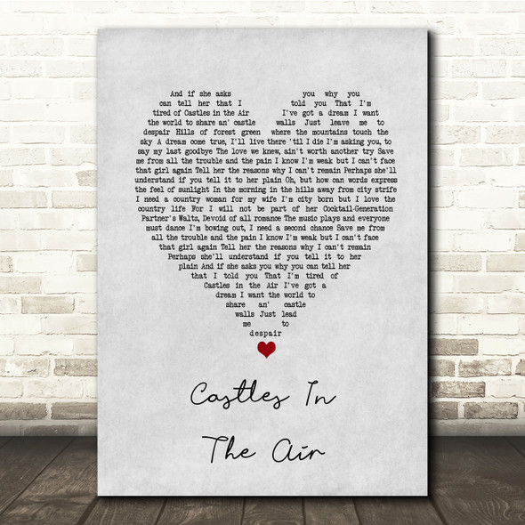 Don McLean Castles In The Air Grey Heart Song Lyric Music Print