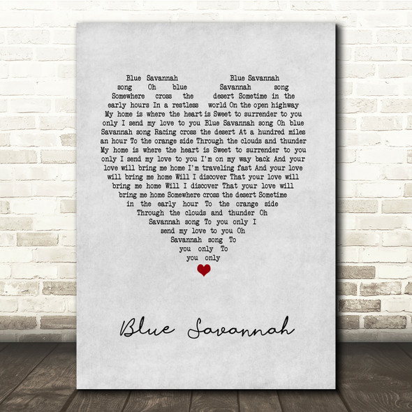 Erasure Blue Savannah Grey Heart Song Lyric Music Print