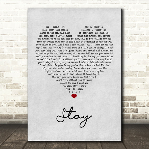 Rihanna ft. Mikky Ekko Stay Grey Heart Song Lyric Music Print