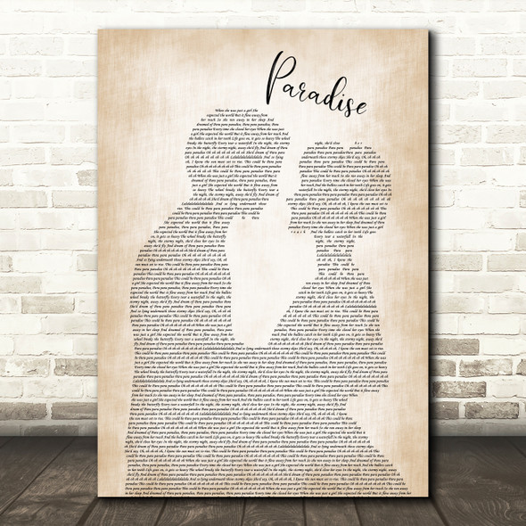 Coldplay Paradise Man Lady Bride Groom Wedding Song Lyric Music Print