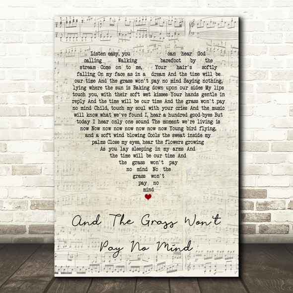 Elvis And The Grass Won't Pay No Mind Script Heart Song Lyric Music Print