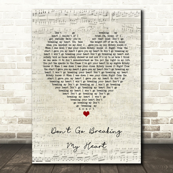 Elton John Don't Go Breaking My Heart Script Heart Song Lyric Music Print