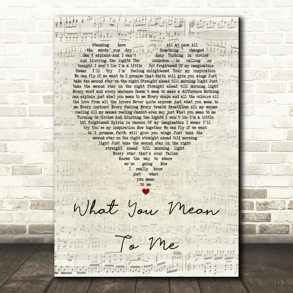 Finding Neverland What You Mean To Me Script Heart Song Lyric Music Print