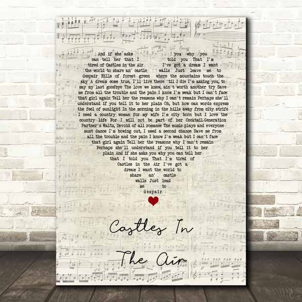 Don McLean Castles In The Air Script Heart Song Lyric Music Print