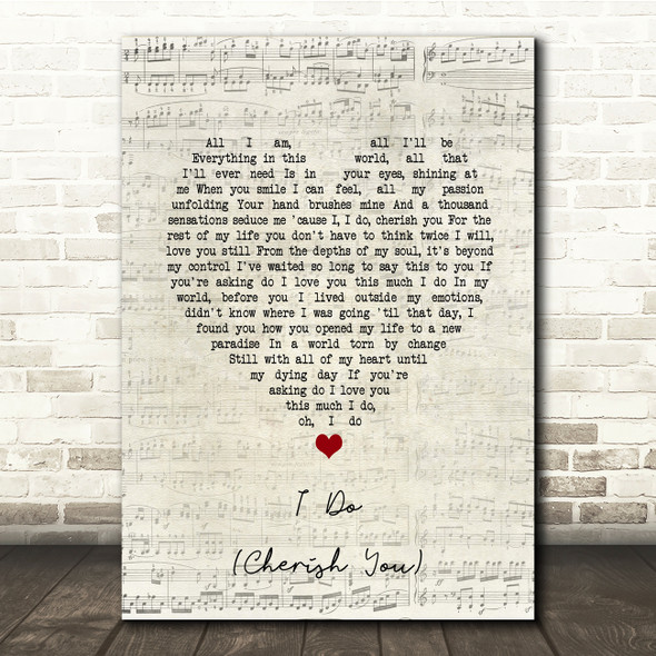 Mark Wills I Do (Cherish You) Script Heart Song Lyric Music Print