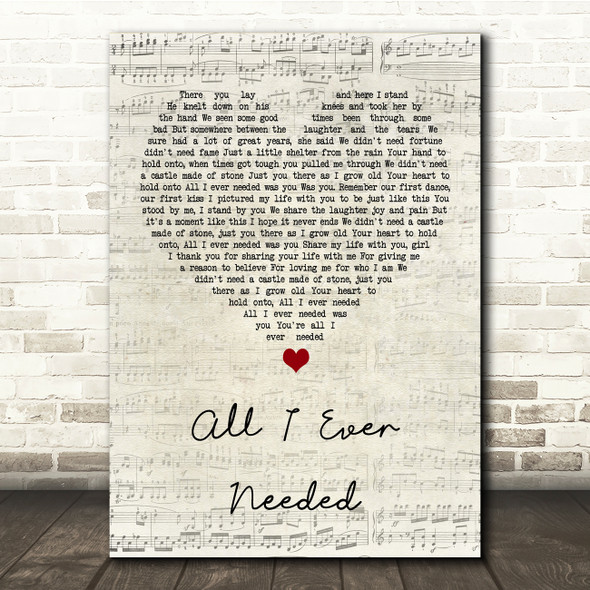 Bret Michaels All I Ever Needed Script Heart Song Lyric Music Print